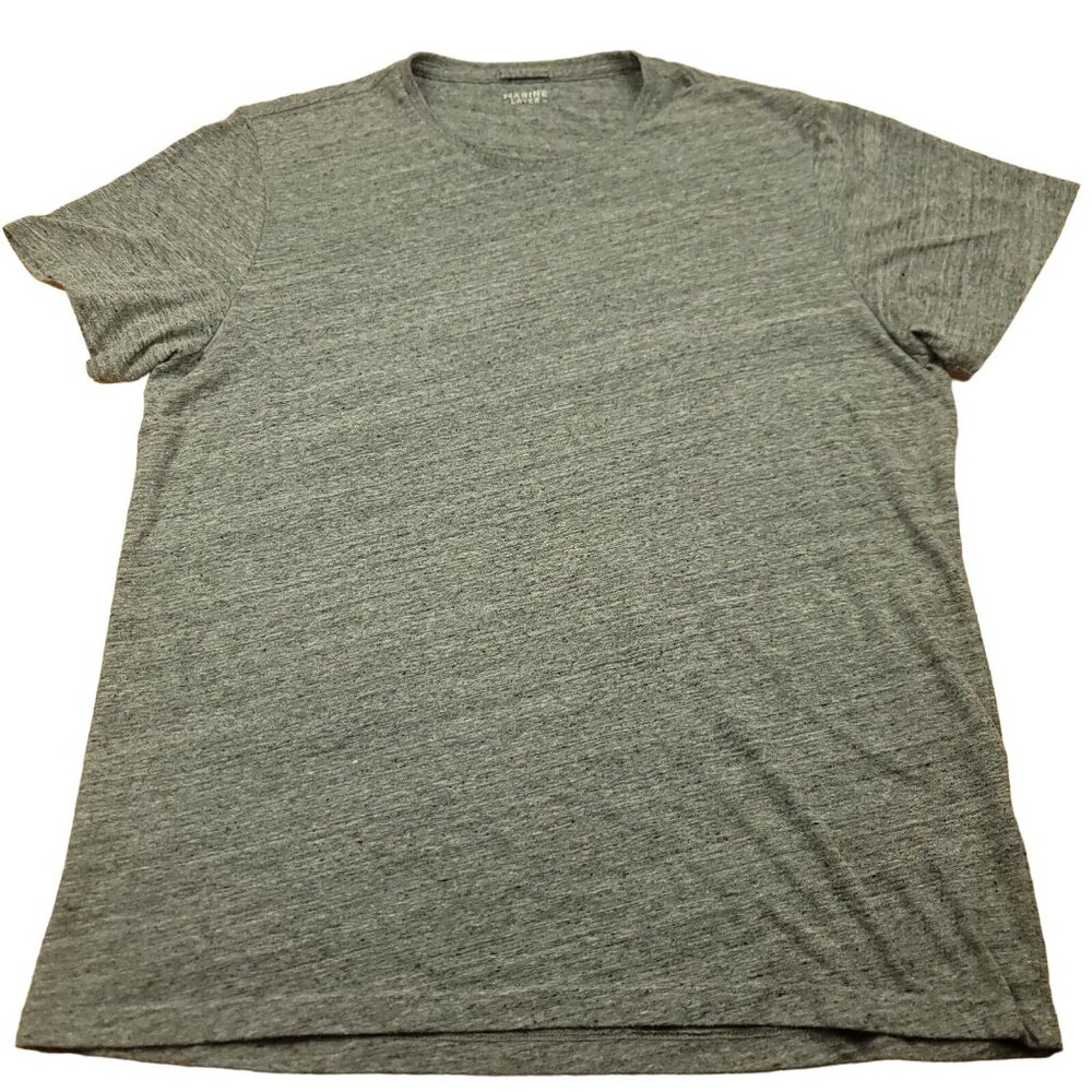 Marine Layer Womens L / XL Shirt Slub Cotton Blend Short Sleeve Gray Pull On